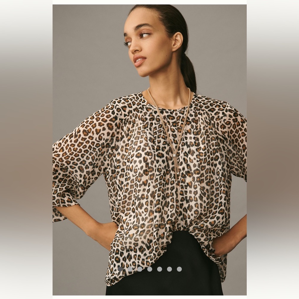 NWT Maeve Long-Sleeve Pleated
Peasant Blouse